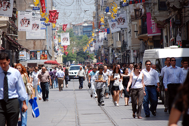 ?Pleasant cities can be natural places for physical activity, witnessed in Istanbul’s lively streets. Photo by HBarrison.