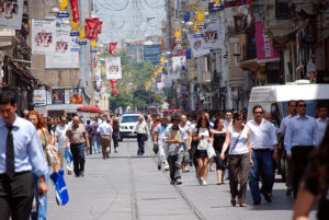 ￼Pleasant cities can be natural places for physical activity, witnessed in Istanbul’s lively streets. Photo by HBarrison.