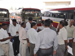 Drivers from state-run bus company in Kerala, India