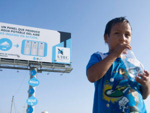 A billboard in Lima draws water out of the air