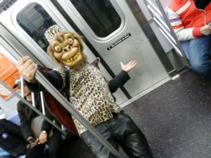Flying monkey on metro