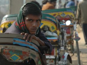 Cycle rickshaw driver in Gurgaon, India