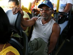 Passenger on the TransOeste BRT in Rio de Janeiro, Brazil. Photo by Benoit Colin/EMBARQ.