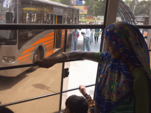 Passengers ride Ahmedabad, India's BRT. Photo by EMBARQ.