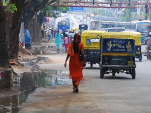 Pedestrian in Bangalore, India. Photo by jchessma/Flickr. Cropped.