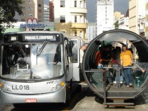 Passengers wait for a bus in Curitiba, Brazil. Photo by mariordo59/Flickr.