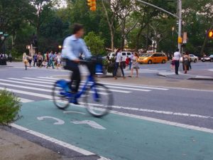 Safe, connected bike lanes in New York City foster higher use of the city's bike-share systems. Photo by Ted Eytan/Flickr.