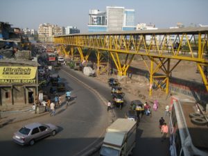 Mumbai India's skywalks have been a symbol of poor planning for the city, but with public engagement and key design initiatives, the skywalk still has the potential to increase access for the residents of the city. Photo by TheMumbaiflyover/Flickr.