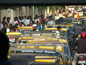 Groups like the Seatbelt Crew combine education and entertainment to get automobile drivers on Mumbai, India's crowded roads to buckle-up. Photo by Jerry H./Flickr.