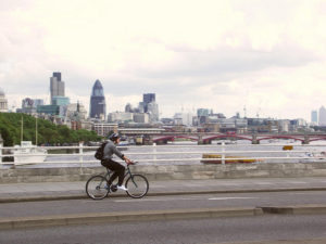 Would you be happier commuting on a bike path floating on London’s Thames River? Photo by Chris R/Flickr.