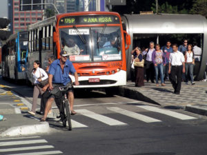 As national leaders prepare plans to curb greenhouse gas emissions at COP20, they can look to sustainable transport for win-win solutions that curb emissions while generating jobs, boosting economic growth, and improving public health. Photo by Associacao Ciclocidade/Flickr.
