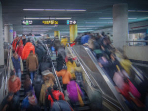 Crowds in metro station