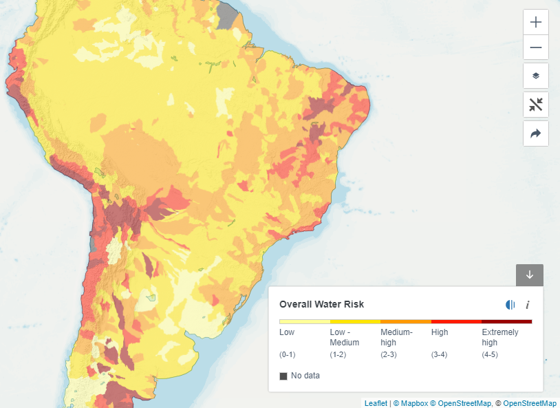 Map of water risk in Brazil